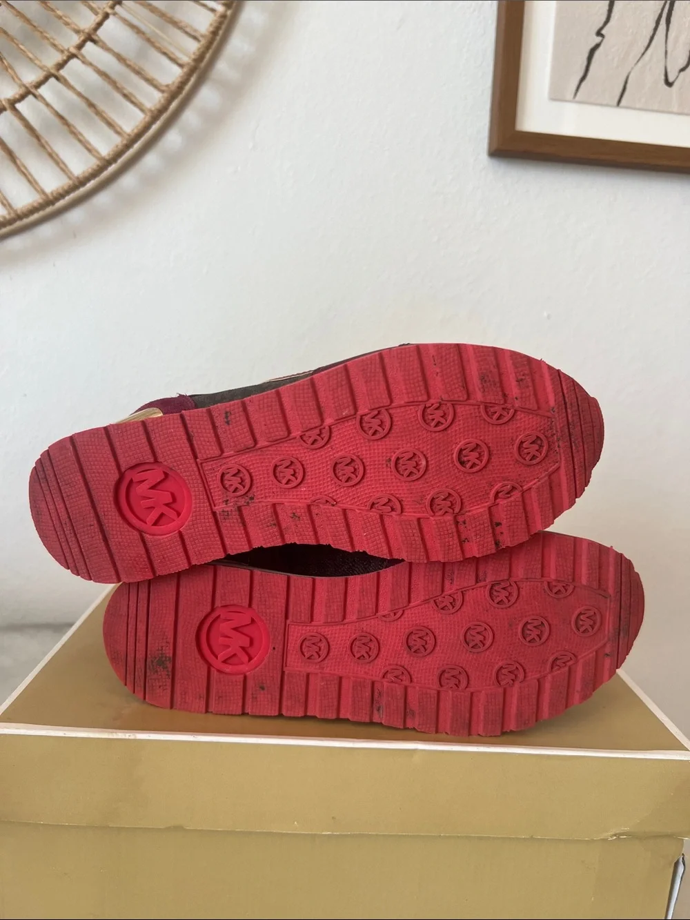 Michael Kors Burgundy and Brown Logo Trainer Sneakers